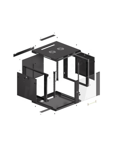 LANBERG RACKOVÁ SKRIŇA 19" PRO MONTÁŽ NA STENU 9U/600X600 (FLAT PACK) V2 ČIERNA