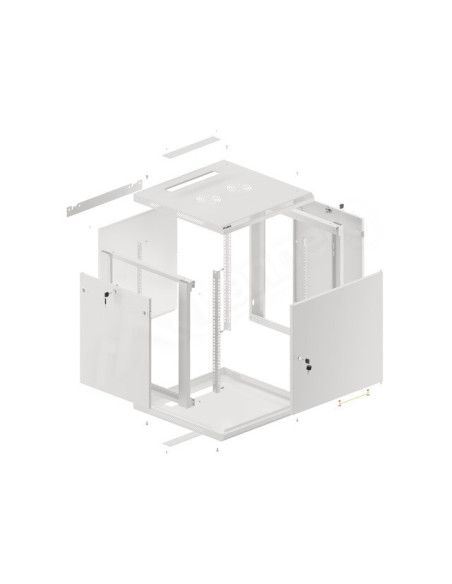 LANBERG RACKOVÁ SKRIŇA 19" NÁSTENNÁ 12U/600X600 PRO VLASTNÚ MONTÁŽ S KOVOVÝMI DVERAMI ŠEDÁ