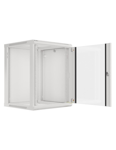 LANBERG 19" RACKOVÁ SKRIŇA PRO MONTÁŽ NA STENU 15U/600X600 (FLAT PACK) S PROSKLENÝMI DVERAMI ŠEDÁ V2c