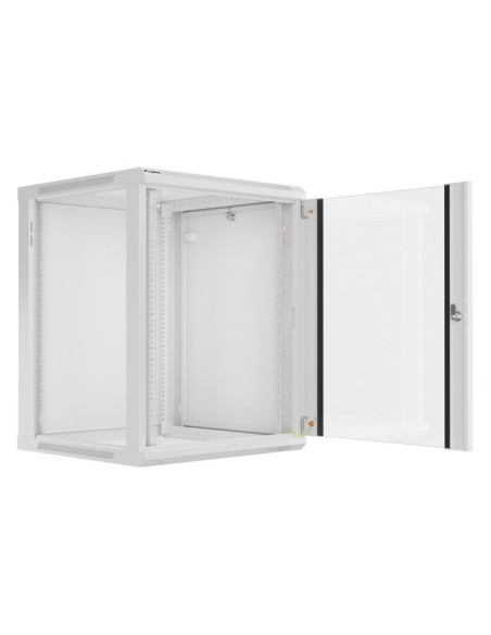 LANBERG 19" RACKOVÁ SKRIŇA PRO MONTÁŽ NA STENU 15U/600X600 (FLAT PACK) S PROSKLENÝMI DVERAMI ŠEDÁ V2c