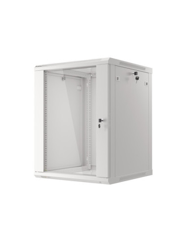 LANBERG 19" RACKOVÁ SKRIŇA PRO MONTÁŽ NA STENU 15U/600X600 (FLAT PACK) S PROSKLENÝMI DVERAMI ŠEDÁ V2c