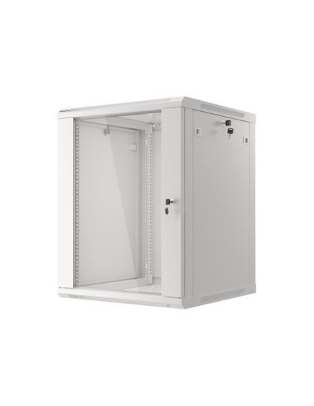 LANBERG 19" RACKOVÁ SKRIŇA PRO MONTÁŽ NA STENU 15U/600X600 (FLAT PACK) S PROSKLENÝMI DVERAMI ŠEDÁ V2c