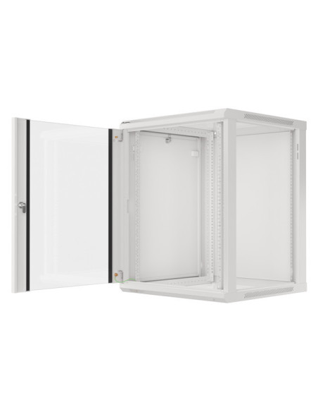 LANBERG 19" RACKOVÁ SKRIŇA PRO MONTÁŽ NA STENU 15U/600X600 (FLAT PACK) S PROSKLENÝMI DVERAMI ŠEDÁ V2c