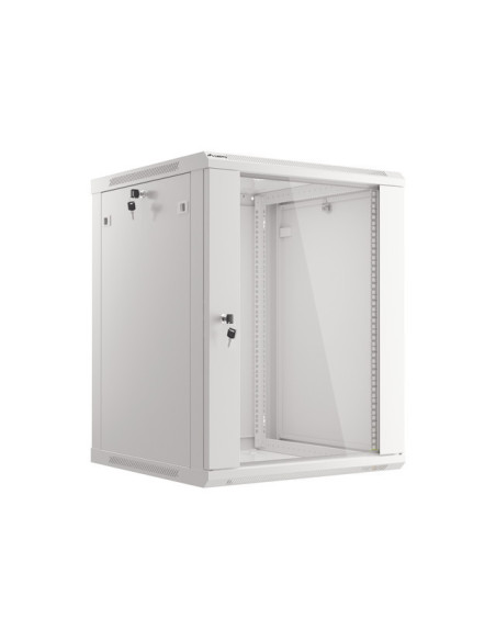 LANBERG 19" RACKOVÁ SKRIŇA PRO MONTÁŽ NA STENU 15U/600X600 (FLAT PACK) S PROSKLENÝMI DVERAMI ŠEDÁ V2c