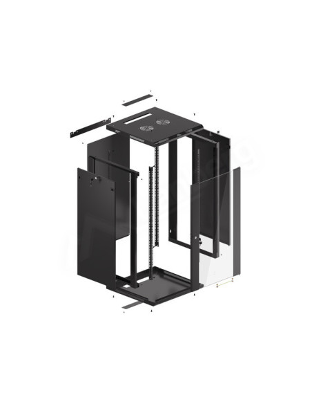 LANBERG 19" RACKOVÁ SKRIŇA PRO MONTÁŽ NA STENU 22U/600X600 (FLAT PACK) ČIERNA V2