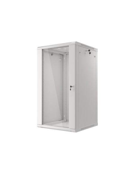 LANBERG 19" RACKOVÁ SKRIŇA PRO MONTÁŽ NA STENU 22U/600X600 (FLAT PACK) S PROSKLENÝMI DVERAMI ŠEDÁ V2