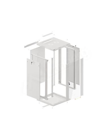 LANBERG 19" RACKOVÁ SKRIŇA PRO MONTÁŽ NA STENU 22U/600X600 (FLAT PACK) S PROSKLENÝMI DVERAMI ŠEDÁ V2