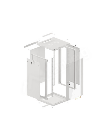 LANBERG 19" RACKOVÁ SKRIŇA PRO MONTÁŽ NA STENU 22U/600X600 (FLAT PACK) S PROSKLENÝMI DVERAMI ŠEDÁ V2