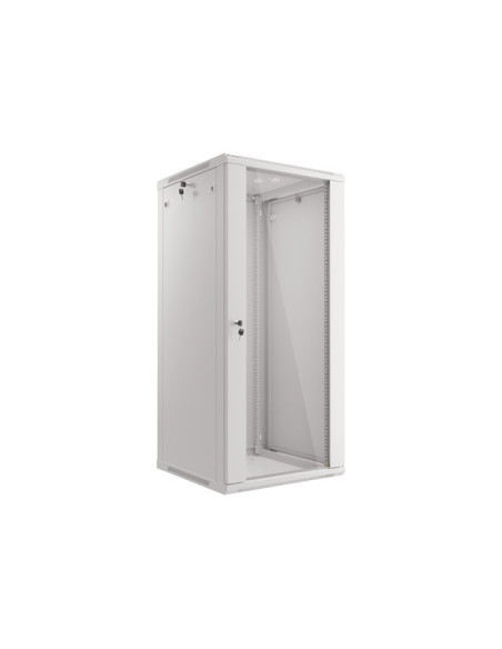 LANBERG RACKOVÁ SKRIŇA 19" NÁSTENNÁ 27U/600X600 (FLAT PACK) S PRESKLENÝMI DVERAMI ŠEDÁ V2