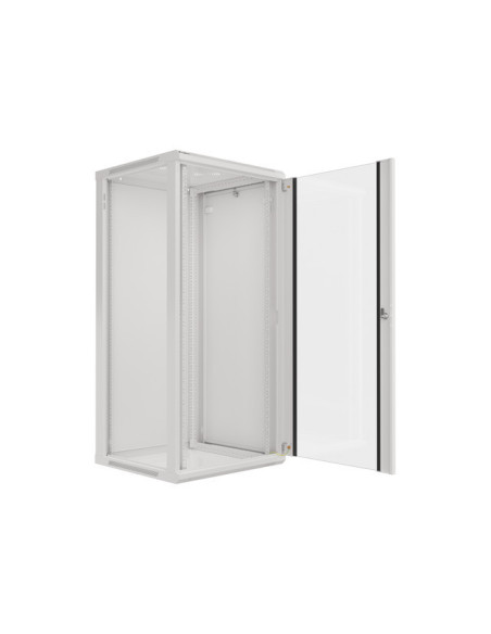 LANBERG RACKOVÁ SKRIŇA 19" NÁSTENNÁ 27U/600X600 (FLAT PACK) S PRESKLENÝMI DVERAMI ŠEDÁ V2