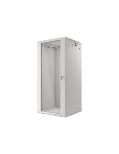 LANBERG RACKOVÁ SKRIŇA 19" NÁSTENNÁ 27U/600X600 (FLAT PACK) S PRESKLENÝMI DVERAMI ŠEDÁ V2