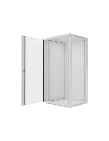 LANBERG RACKOVÁ SKRIŇA 19" NÁSTENNÁ 27U/600X600 (FLAT PACK) S PRESKLENÝMI DVERAMI ŠEDÁ V2