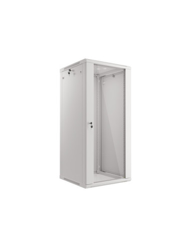 LANBERG RACKOVÁ SKRIŇA 19" NÁSTENNÁ 27U/600X600 (FLAT PACK) S PRESKLENÝMI DVERAMI ŠEDÁ V2