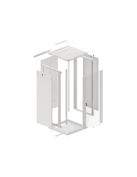 LANBERG RACKOVÁ SKRIŇA 19" NÁSTENNÁ 27U/600X600 (FLAT PACK) S PRESKLENÝMI DVERAMI ŠEDÁ V2