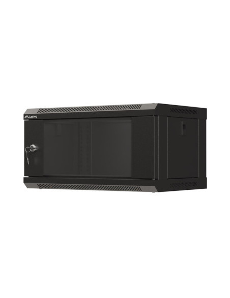 LANBERG RACKOVÁ SKRIŇA 19" NÁSTENNÁ 4U/540X350 (FLAT PACK) S PRESKLENÝMI DVERMI ČIERNA