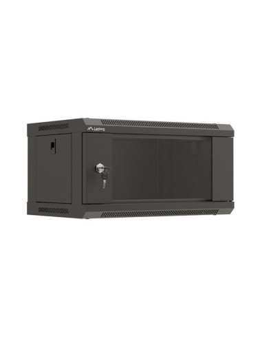 LANBERG RACKOVÁ SKRIŇA 19" NÁSTENNÁ 4U/540X350 (FLAT PACK) S PRESKLENÝMI DVERMI ČIERNA