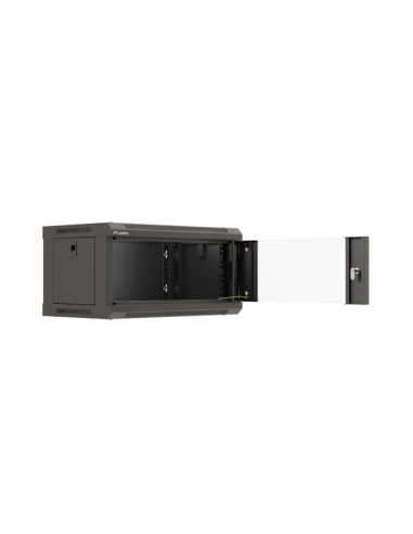 LANBERG RACKOVÁ SKRIŇA 19" NÁSTENNÁ 4U/540X350 (FLAT PACK) S PRESKLENÝMI DVERMI ČIERNA