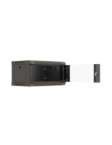 LANBERG RACKOVÁ SKRIŇA 19" NÁSTENNÁ 4U/540X350 (FLAT PACK) S PRESKLENÝMI DVERMI ČIERNA