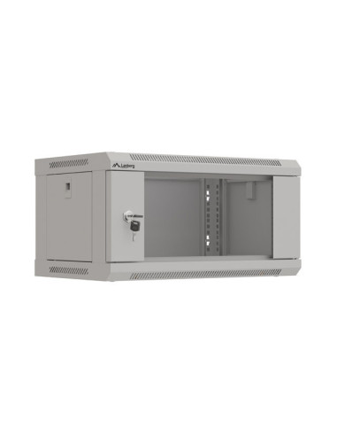 LANBERG RACKOVÁ SKRIŇA 19" NÁSTENNÁ 4U/540X350 (FLAT PACK) S PRESKLENÝMI DVERAMI ŠEDÁ