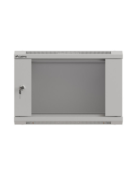 LANBERG 19" RACKOVÁ SKRIŇA PRO MONTÁŽ NA STENU 6U/540X350 (FLAT PACK) S PROSKLENÝMI DVERAMI ŠEDÁ