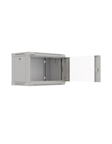 LANBERG 19" RACKOVÁ SKRIŇA PRO MONTÁŽ NA STENU 6U/540X350 (FLAT PACK) S PROSKLENÝMI DVERAMI ŠEDÁ