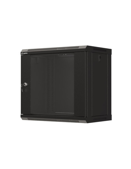 LANBERG 19" RACKOVÁ SKRIŇA PRO MONTÁŽ NA STENU 9U/540X350 (FLAT PACK) S PROSKLENÝMI DVERMI ČIERNA