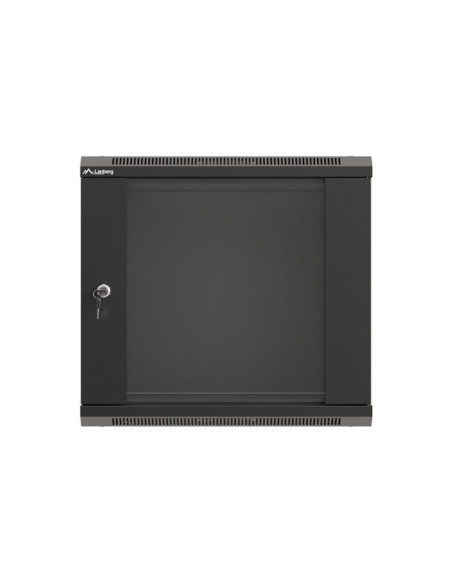 LANBERG 19" RACKOVÁ SKRIŇA PRO MONTÁŽ NA STENU 9U/540X350 (FLAT PACK) S PROSKLENÝMI DVERMI ČIERNA