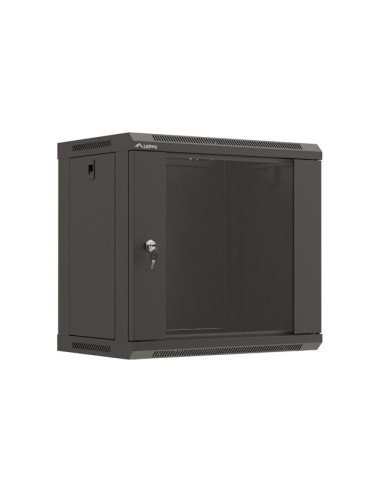 LANBERG 19" RACKOVÁ SKRIŇA PRO MONTÁŽ NA STENU 9U/540X350 (FLAT PACK) S PROSKLENÝMI DVERMI ČIERNA