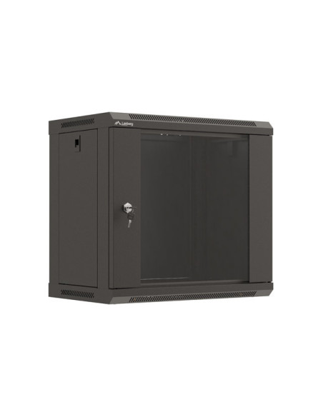 LANBERG 19" RACKOVÁ SKRIŇA PRO MONTÁŽ NA STENU 9U/540X350 (FLAT PACK) S PROSKLENÝMI DVERMI ČIERNA