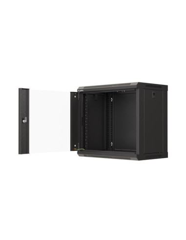LANBERG 19" RACKOVÁ SKRIŇA PRO MONTÁŽ NA STENU 9U/540X350 (FLAT PACK) S PROSKLENÝMI DVERMI ČIERNA