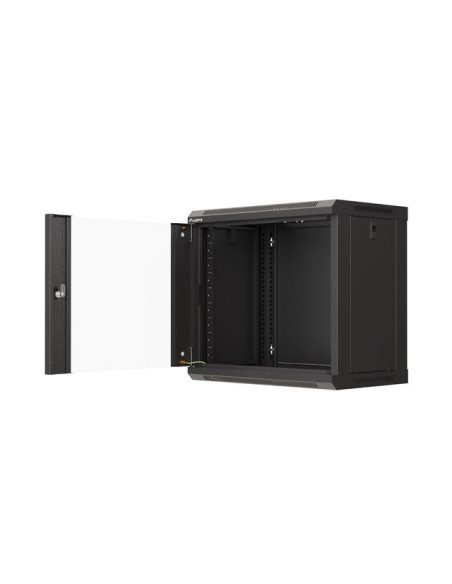 LANBERG 19" RACKOVÁ SKRIŇA PRO MONTÁŽ NA STENU 9U/540X350 (FLAT PACK) S PROSKLENÝMI DVERMI ČIERNA