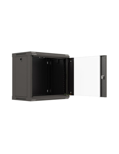 LANBERG 19" RACKOVÁ SKRIŇA PRO MONTÁŽ NA STENU 9U/540X350 (FLAT PACK) S PROSKLENÝMI DVERMI ČIERNA