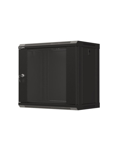 LANBERG 19" RACKOVÁ SKRIŇA PRO MONTÁŽ NA STENU 9U/540X350 (FLAT PACK) S PROSKLENÝMI DVERMI ČIERNA