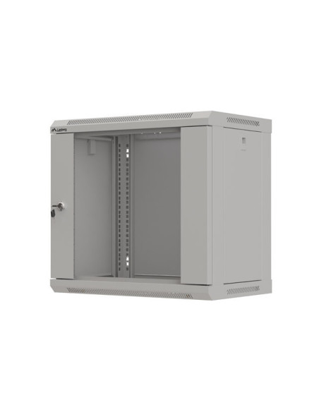 LANBERG 19" RACKOVÁ SKRIŇA PRO MONTÁŽ NA STENU 9U/540X350 (FLAT PACK) S PROSKLENÝMI DVERAMI ŠEDÁ