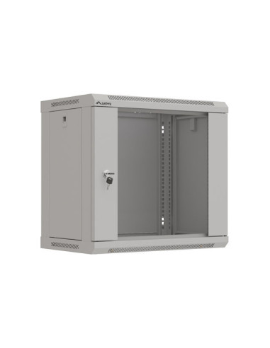 LANBERG 19" RACKOVÁ SKRIŇA PRO MONTÁŽ NA STENU 9U/540X350 (FLAT PACK) S PROSKLENÝMI DVERAMI ŠEDÁ