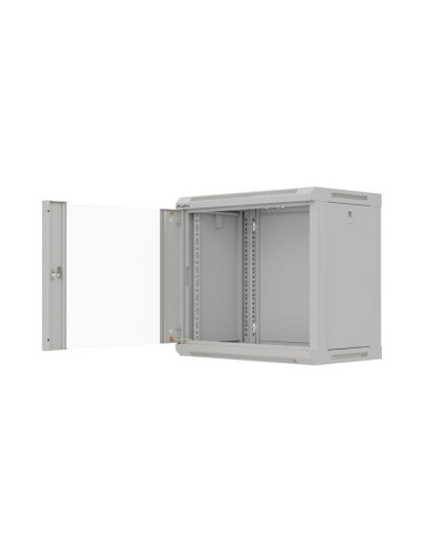 LANBERG 19" RACKOVÁ SKRIŇA PRO MONTÁŽ NA STENU 9U/540X350 (FLAT PACK) S PROSKLENÝMI DVERAMI ŠEDÁ