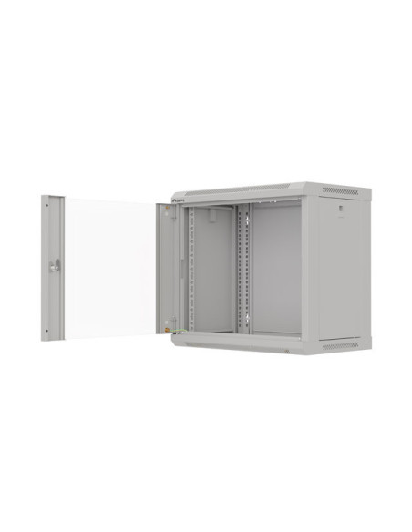 LANBERG 19" RACKOVÁ SKRIŇA PRO MONTÁŽ NA STENU 9U/540X350 (FLAT PACK) S PROSKLENÝMI DVERAMI ŠEDÁ