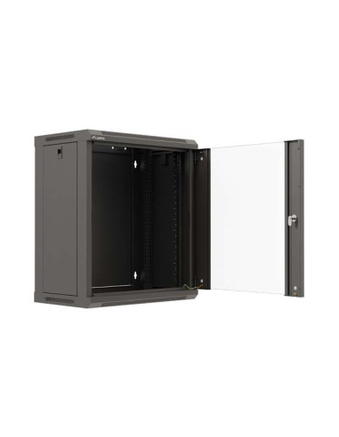 LANBERG 19" RACKOVÁ SKRIŇA PRO MONTÁŽ NA STENU 12U/540X350 (PLOCHÉ BALENIE) S PROSKLENÝMI DVERMI ČIERNA
