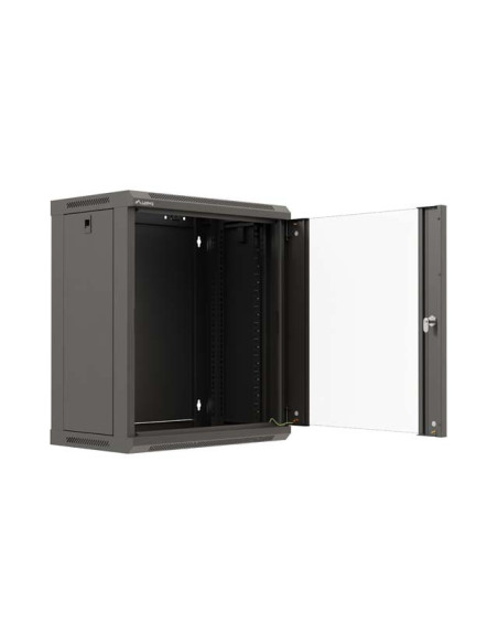 LANBERG 19" RACKOVÁ SKRIŇA PRO MONTÁŽ NA STENU 12U/540X350 (PLOCHÉ BALENIE) S PROSKLENÝMI DVERMI ČIERNA