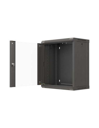 LANBERG 19" RACKOVÁ SKRIŇA PRO MONTÁŽ NA STENU 12U/540X350 (PLOCHÉ BALENIE) S PROSKLENÝMI DVERMI ČIERNA