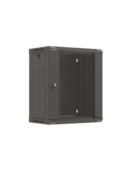 LANBERG 19" RACKOVÁ SKRIŇA PRO MONTÁŽ NA STENU 12U/540X350 (PLOCHÉ BALENIE) S PROSKLENÝMI DVERMI ČIERNA