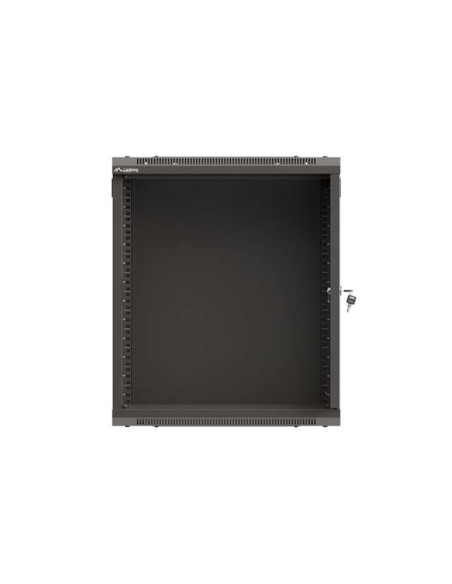 LANBERG 19" RACKOVÁ SKRIŇA PRO MONTÁŽ NA STENU 12U/540X350 (PLOCHÉ BALENIE) S PROSKLENÝMI DVERMI ČIERNA
