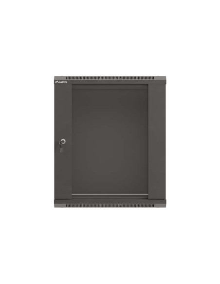 LANBERG 19" RACKOVÁ SKRIŇA PRO MONTÁŽ NA STENU 12U/540X350 (PLOCHÉ BALENIE) S PROSKLENÝMI DVERMI ČIERNA
