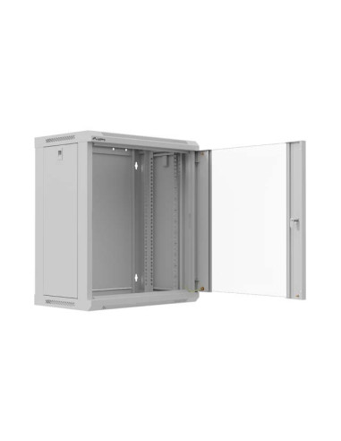 LANBERG 19" RACKOVÁ SKRIŇA 12U/540X350 (FLAT PACK) S PRESKLENÝMI DVERAMI ŠEDÁ