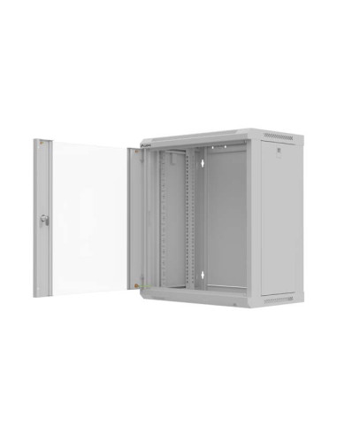 LANBERG 19" RACKOVÁ SKRIŇA 12U/540X350 (FLAT PACK) S PRESKLENÝMI DVERAMI ŠEDÁ