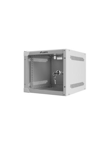LANBERG RACKOVÁ SKRIŇA 10" NÁSTENNÁ 4U/280X310 (FLAT PACK) S PRESKLENÝMI DVERMI ŠEDÁ