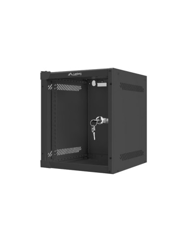 LANBERG RACKOVÁ SKRIŇA 10" PRO MONTÁŽ NA STENU 6U/280X310 (FLAT PACK) S PROSKLENÝMI DVERMI ČIERNA