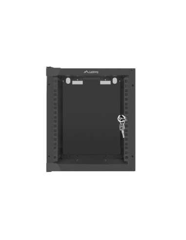LANBERG RACKOVÁ SKRIŇA 10" PRO MONTÁŽ NA STENU 6U/280X310 (FLAT PACK) S PROSKLENÝMI DVERMI ČIERNA