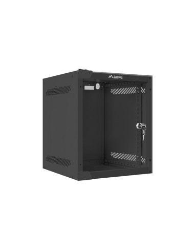 LANBERG RACKOVÁ SKRIŇA 10" PRO MONTÁŽ NA STENU 6U/280X310 (FLAT PACK) S PROSKLENÝMI DVERMI ČIERNA
