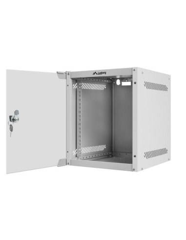 LANBERG RACKOVÁ SKRIŇA 10" NÁSTENNÁ 6U/280X310 (FLAT PACK) S PRESKLENÝMI DVERMI ŠEDÁ